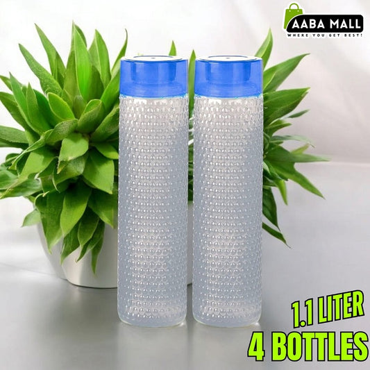 TENTA 1.1 Liter transparent textured water bottle with blue cap