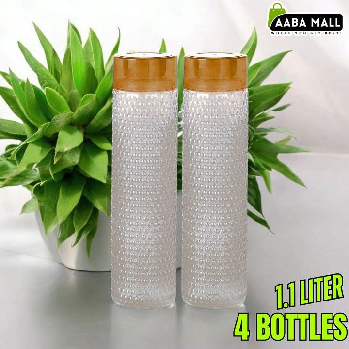 TENTA 1.1 Liter transparent textured water bottle with brown cap