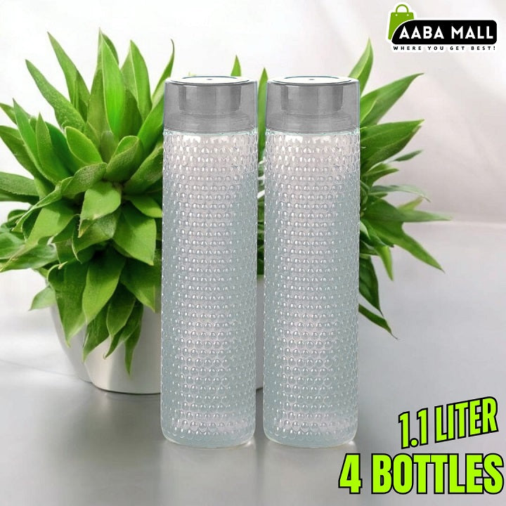 TENTA 1.1 Liter transparent textured water bottle with grey cap