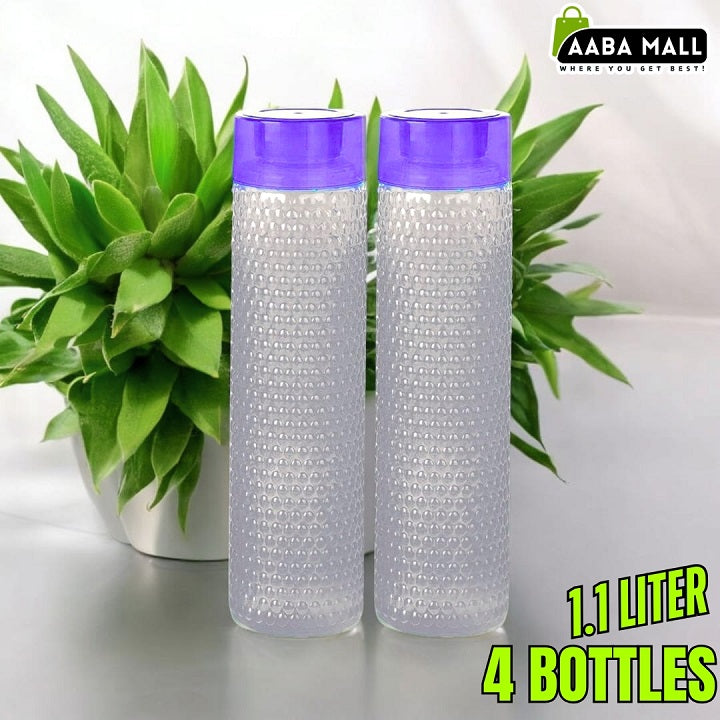 TENTA 1.1 Liter transparent textured water bottle with purple cap