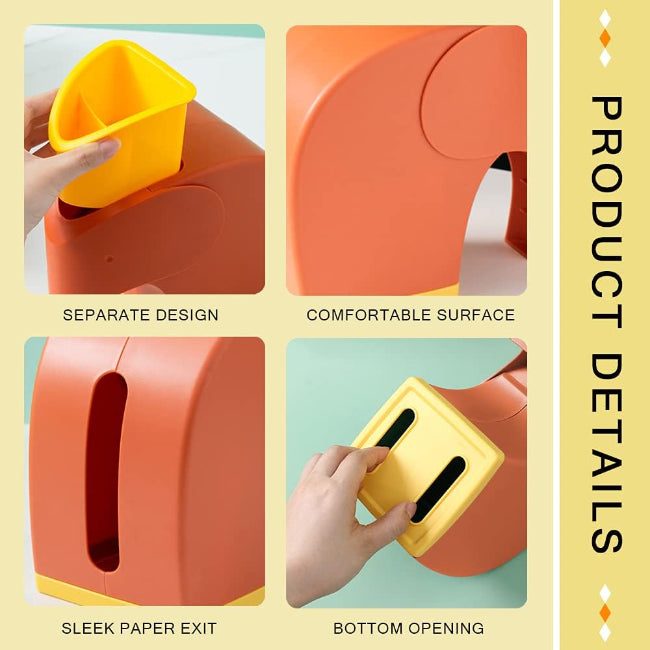 Modern elephant minimalist plastic tissue box holder with creative storage compartments, multifunctional desktop organizer