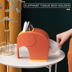 Modern elephant minimalist plastic tissue box holder with creative storage compartments, multifunctional desktop organizer