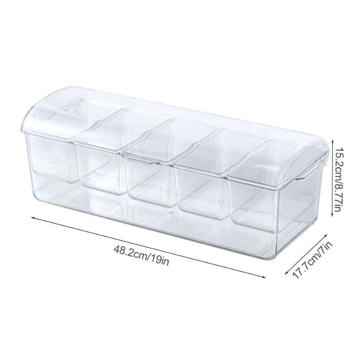 Refrigerated Condiment Server Tray with Lid | Ice‑Cooled 5‑Compartment Serving Tray for BBQs, Picnics & Parties
