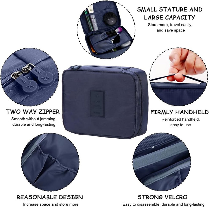 Portable Waterproof Travel Makeup Organizer Cosmetic Bag - Bathroom Storage - Carry Case Toiletry Bag For Men And Women -BLUE - AABA MALL