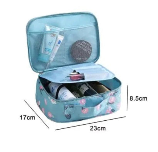 Portable waterproof hanging travel cosmetic bag organizer for toiletries, unisex design, shown with zipper compartments