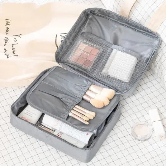 Portable Waterproof Travel Makeup Organizer Cosmetic Bag - Bathroom Storage - Carry Case Toiletry Bag For Men And Women -GREY