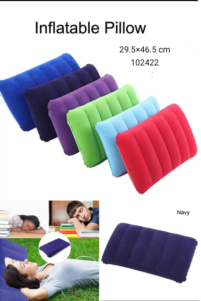 Foldable inflatable travel sleep pillow, ultra-portable air pillow for neck support during camping, flight, or backpacking