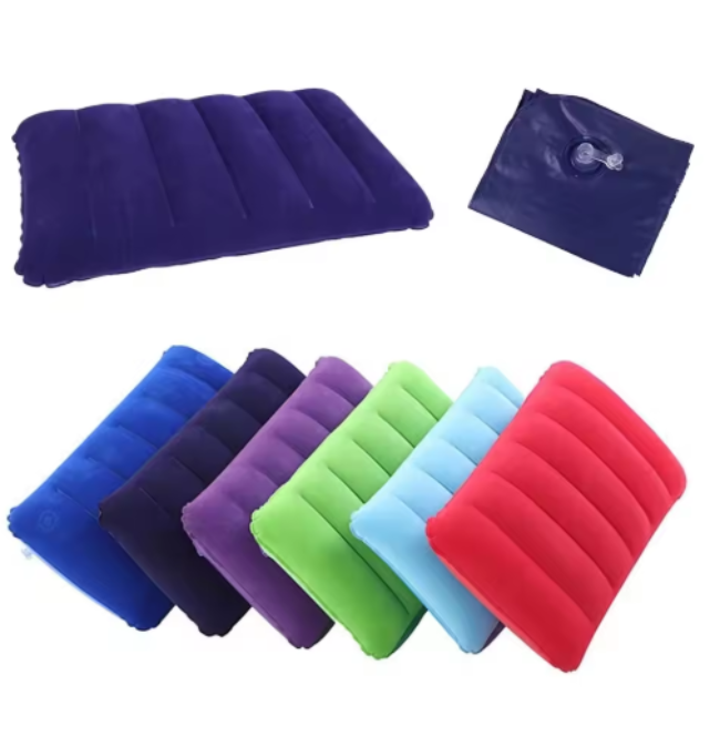 Foldable inflatable travel sleep pillow, ultra-portable air pillow for neck support during camping, flight, or backpacking