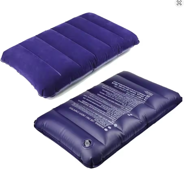 Foldable inflatable travel sleep pillow, ultra-portable air pillow for neck support during camping, flight, or backpacking