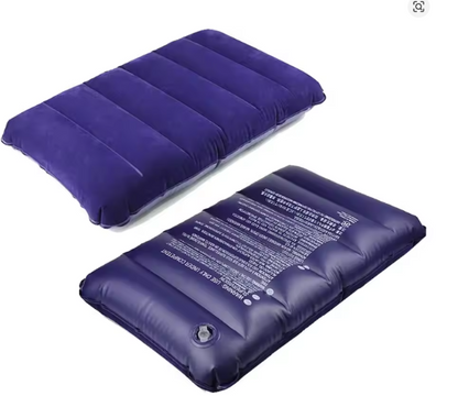 Foldable inflatable travel sleep pillow, ultra-portable air pillow for neck support during camping, flight, or backpacking