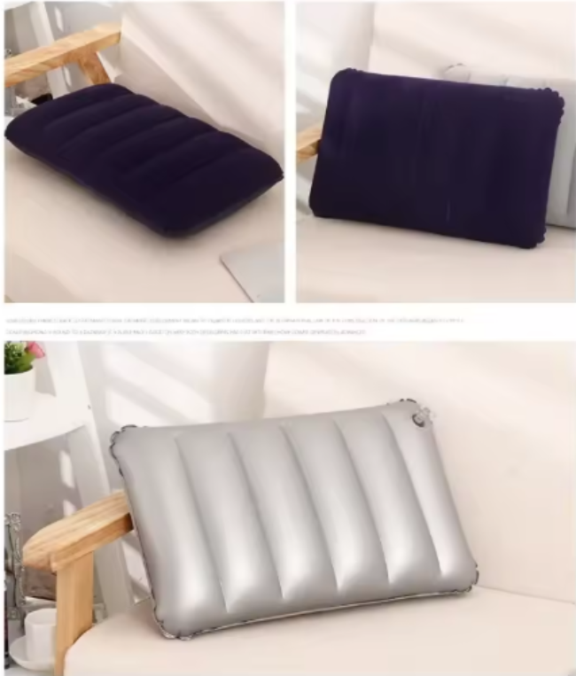 Foldable inflatable travel sleep pillow, ultra-portable air pillow for neck support during camping, flight, or backpacking