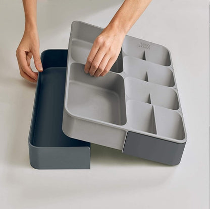 2 Layer Expandable Cutlery Tray for Kitchen Drawer Organizer For Spoon Knife Fork Cutlery Separation Storage Box Kitchen Accessories Grey