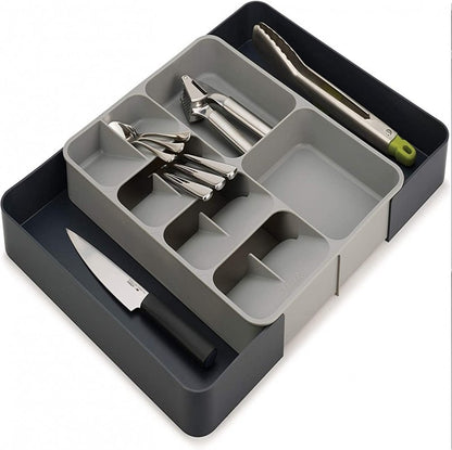 2 Layer Expandable Cutlery Tray for Kitchen Drawer Organizer For Spoon Knife Fork Cutlery Separation Storage Box Kitchen Accessories Grey
