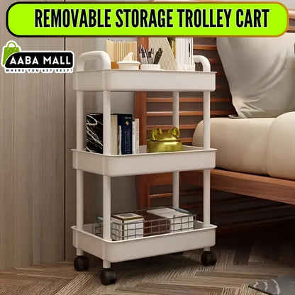 3-Tier Kitchen / Home Organizer Plastic Rolling Utility Cart Trolley with Handle
