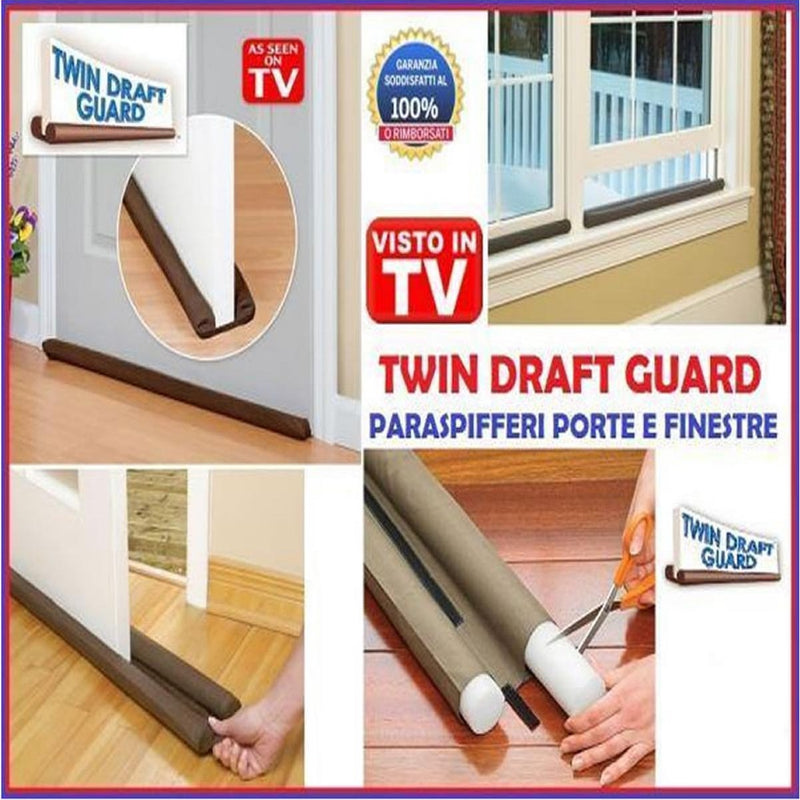 Door Seal Twin Draught Draft Guard Door Closer Bottom Brown Sealing Strip - AABA MALL