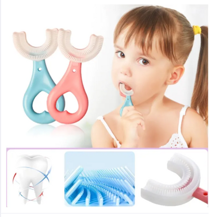 Baby Toothbrush Children's Teeth Cleaning Brush | Kids U-Shaped Toothbrush | 360ø Dental Training Toothbrush for Children | Oral Care with Handle ? Daily Kids Teeth Cleaning - AABA MALL