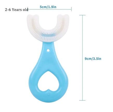 U-shaped kids toothbrush with 360 degree design for children's daily oral care