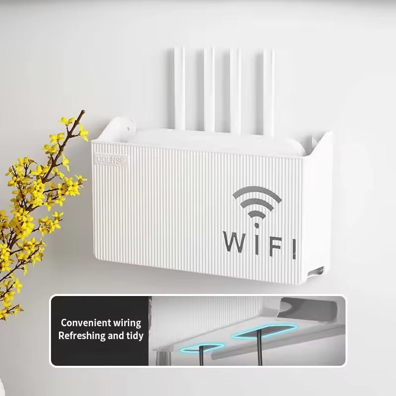 router box, wall mounted router shelf, wifi box organizer, set top box holder, no drilling shelf, router storage box, tv accessories, wall shelf, living room organizer, cable management box
