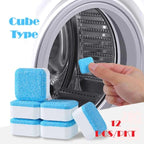 Pack of 12 washing machine cleaner tablets, deep cleaning descaler for tub and drum maintenance