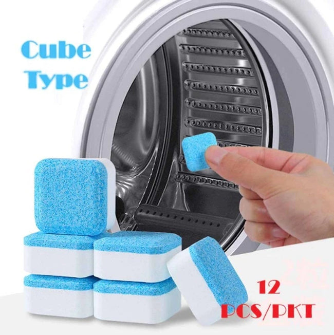 Pack of 12 washing machine cleaner tablets, deep cleaning descaler for tub and drum maintenance