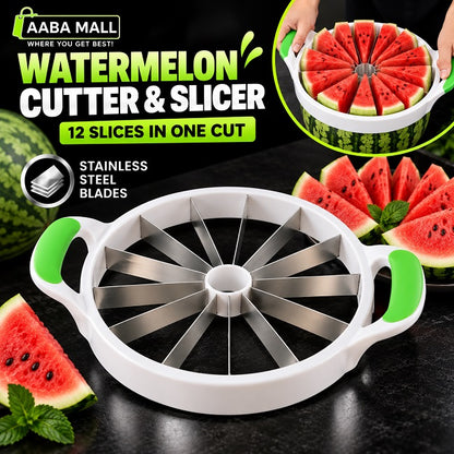 Stainless steel watermelon cutter and slicer with 12 blades for cutting watermelon and melons into even slices