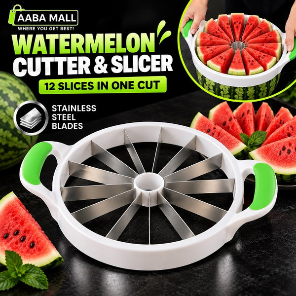 Stainless steel watermelon cutter and slicer with 12 blades for cutting watermelon and melons into even slices