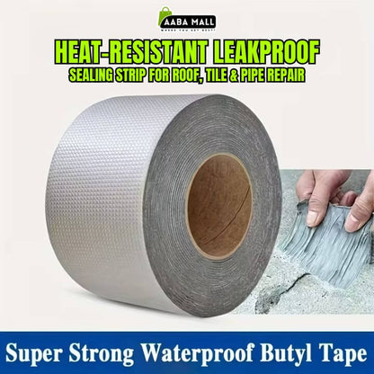 Waterproof butyl tape roll being applied for roof and pipe sealing