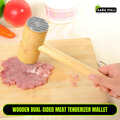 Teensery Dual-Sided Meat Tenderizer Mallet – Wooden Handle Meat Hammer for Steak & Beef - AABA MALL
